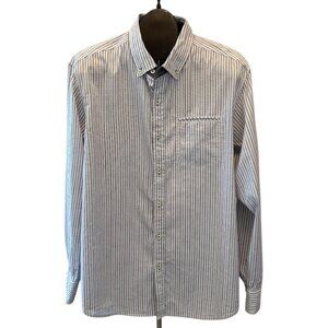 Tommy Bahama Jeans Island Modern Fit Shirt Mens L Blue White Stripe Long Sleeve